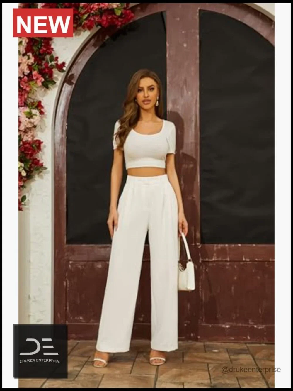 Wide Leg Pants High Elastic Waist Back Business Work Trousers